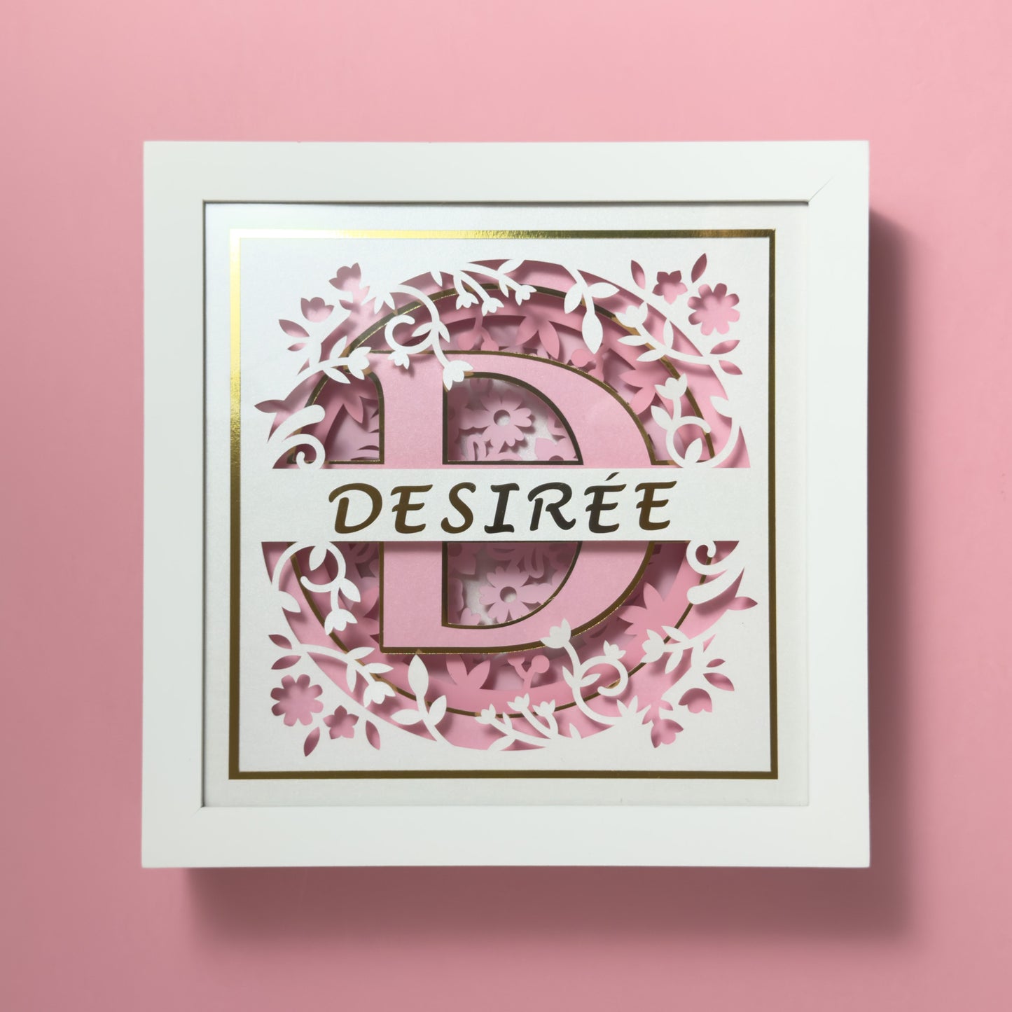 MONOGRAMA FLORES rosa- Porta maternidade ou Quadro decorativo personalizado