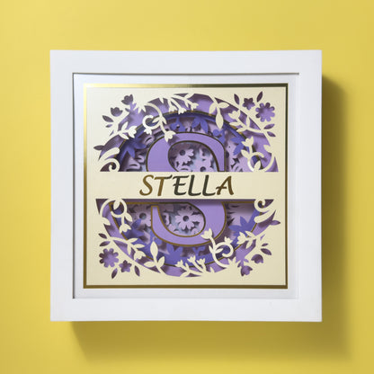MONOGRAMA FLORES roxo- Porta maternidade ou Quadro decorativo personalizado