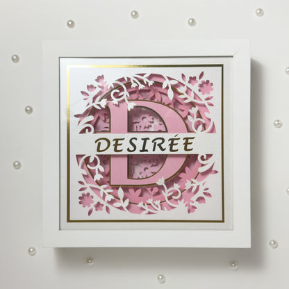 MONOGRAMA FLORES rosa- Porta maternidade ou Quadro decorativo personalizado