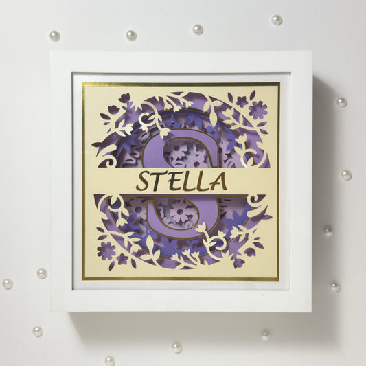 MONOGRAMA FLORES roxo- Porta maternidade ou Quadro decorativo personalizado