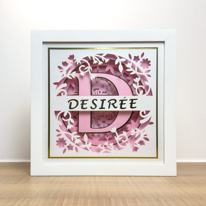 MONOGRAMA FLORES rosa- Porta maternidade ou Quadro decorativo personalizado