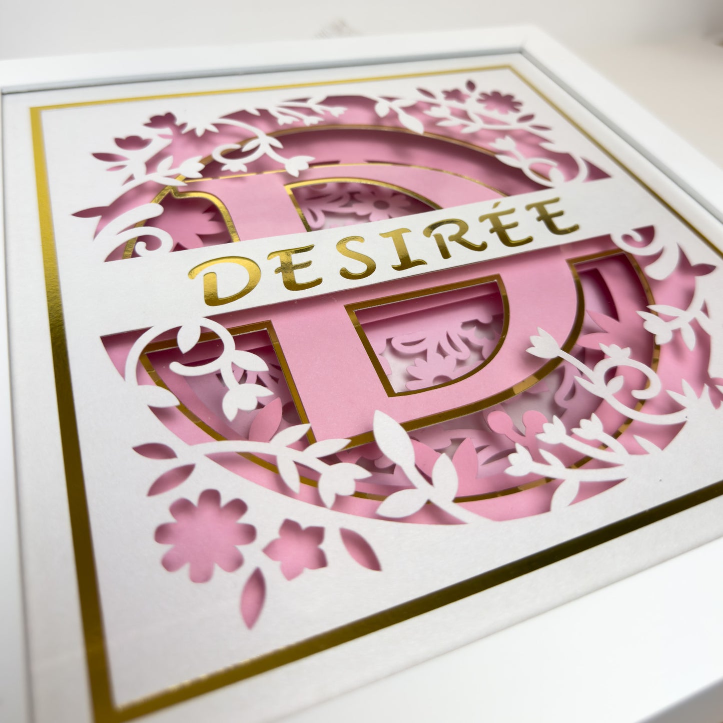 MONOGRAMA FLORES rosa- Porta maternidade ou Quadro decorativo personalizado
