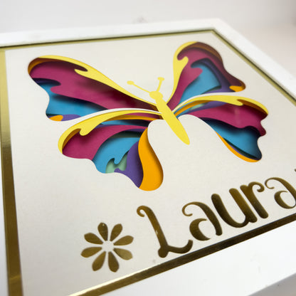 BORBOLETA cores vivas - Porta maternidade ou Quadro decorativo personalizado (Cópia)