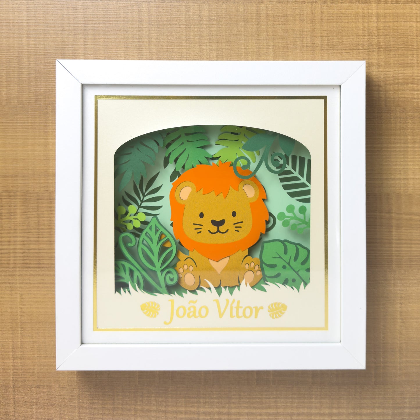 SAFARI DIVERTIDO - LEAO - Porta maternidade ou Quadro Personalizado