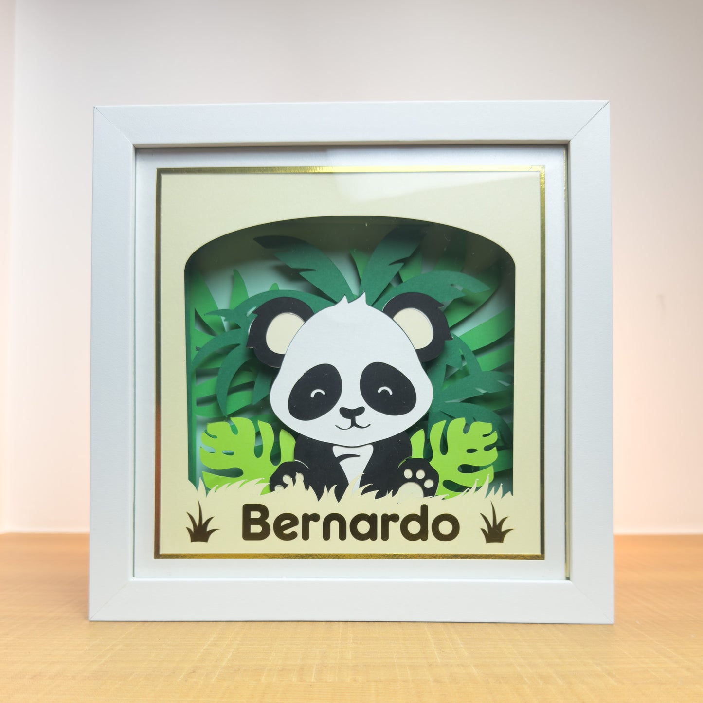 SAFARI DIVERTIDO - PANDA - Porta maternidade ou Quadro Personalizado